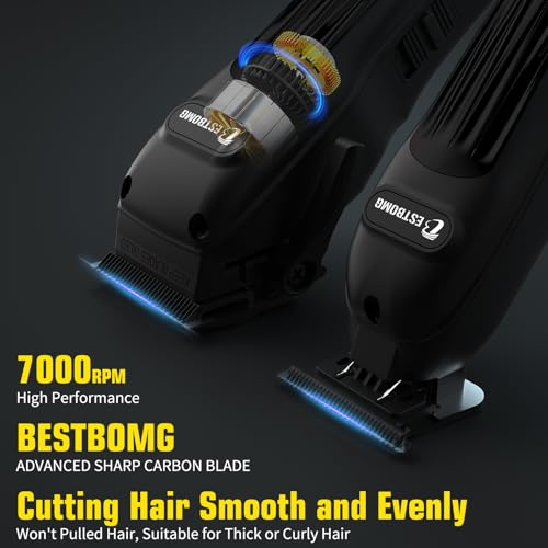 Image of BESTBOMG Hair Clippers for Men, Clipper, Trimmer & Shaver Set, BS-808A | Professional Hair Clippers for Men, Barber Grooming Kit, Zero-Gapped T-Blade & LED Display, Gifts for Men, Black