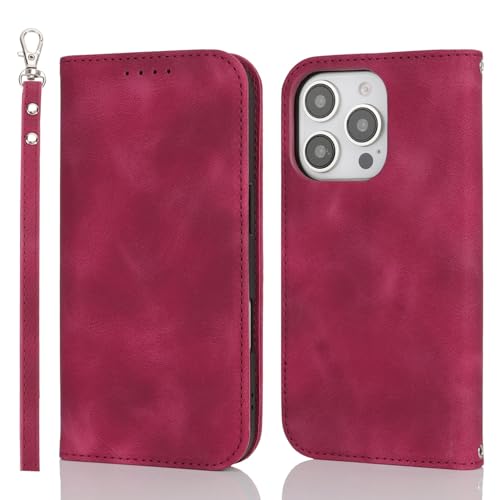 Jaorty Case for iPhone 16 Pro Wallet with Wrist Strap,Matte Burgundy - image 8