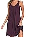 XL Gurt günstig Kaufen-Uniexcosm Nachthemd Damen Ärmelloses Kurz Baumwolle Nachtkleid Spitze V-Ausschnitt Nachtwäsche Sexy rutschfeste Schultergurte Freizeitkleid Sleepwear Dunkelfuchsia XL
