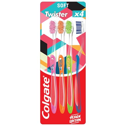 Colgate Twister Fresh Design Edition Soft Manual Toothbrush 4pk multidimensional cleaning removes odour-causing bacteria cleans in between teeth and along gumline cleans deep for fresher breath
