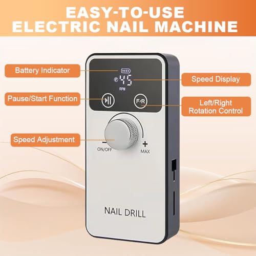 Image of MAYCREATE Electric Nail Drill 45000RPM, 6 Bits and Sanding Bands for Acryli