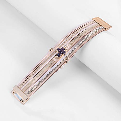 Cross Moon Leather Wrap Bracelets Colorful Bohemian Handmade Braid Bracelet Multilayer Shining Crystal Faux Pearl Bracelet For Women Girls Jewelry-A Beige Cross Bracelet #TOP3