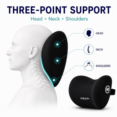 Image of VARINCE (Pack of 2) Memory Car Neck Pillow for Driving Ergonomic Headrest Cushion for Neck & Cervical Support, Breathable Washable Cover, Car Seat Headrest Pillow for Travel, Office & Long Drives