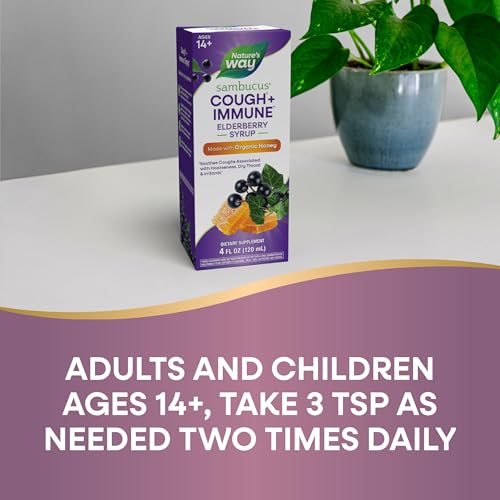 Nature's Way Sambucus Cough + Immune* Elderberry Syrup, Honey, 4 Fl Oz - image 6