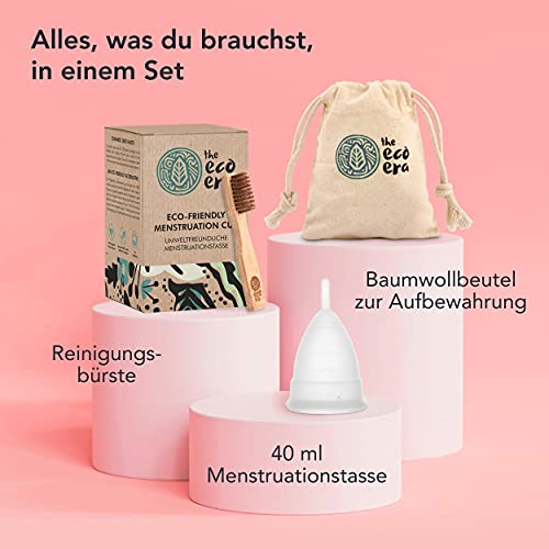 Menstruationstasse Set von Eco Era in Größe L mit Baumwolltasche