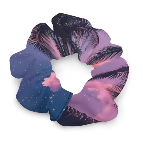 Palm Trees Women Scrunchies for Ponytail Holders Soft Satin Elastic Hair Ties for All Hair Types