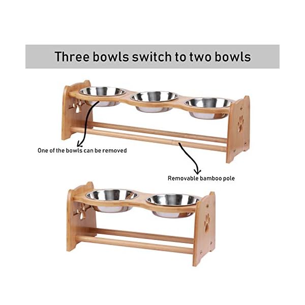 X-ZONE-PET-Raised-Pet-Bowls-for-Cats-and-Dogs-Adjustable-Bamboo-Elevated-Dog-Cat-Food-and-Water-Bowls-Stand-Feeder-with-2-Stainless-Steel-Bowls-and-Anti-Slip-Feet-Height-79-to-114-to-15 Adjustable Dog Food and Water Bowls