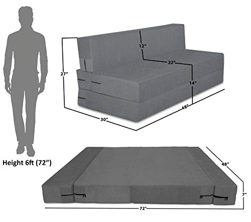 Image of Adorn India Easy 2 Seater Sofa Cum Bed (Alyn Pattern) Size 4' X 6' Ft (Grey Color) (1 Year Warranty)