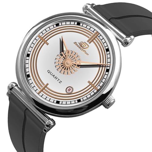 Image of DOUBLERUN Date Function White Color Silicone Strap Analog Wrist Watch for Men S 26-00-0