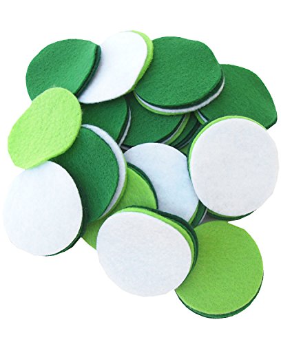 Image of Playfully Ever After Green, Dark Green, Light Green & White Craft Felt Circles (2.5 Inch - 48pc)