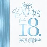  Happy Birthday zum 18. Party Gästebuch: Vintage Weiß Blau mit Zahl Deko zum Geburtstag I Farbig Illustriert I Mit Geschenkeliste I Endlich Volljährig Geschenkidee I Für 100 Einträge oder Fotos