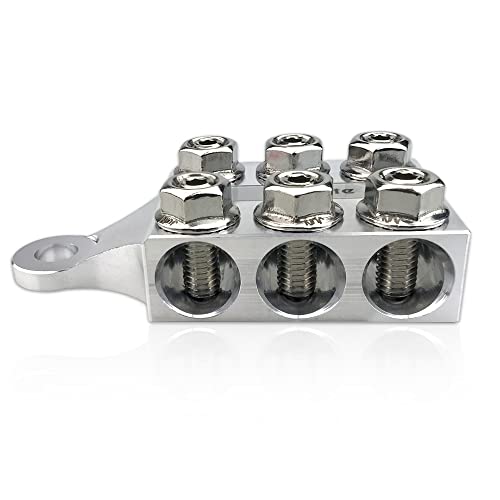 Vgate 12-Way Post Terminal Distribution Block Bus Bar, 8Awg Up To 4/0(Xl) Awg Gauge, For Lithium Or Agm Lead Acid Battery With Bolt Down Ends Or Threaded Studs, M10 Or 3/8”-16 #TOP7