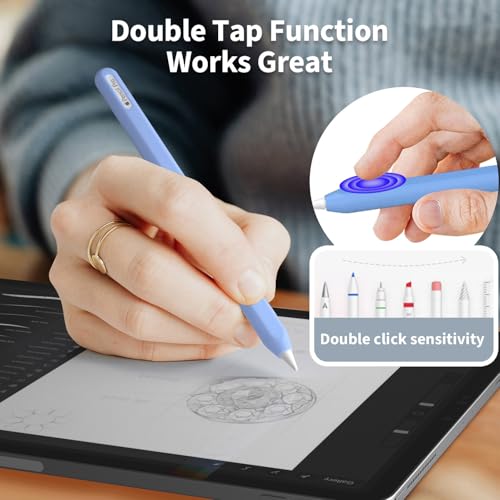 Image of Ultra Thin Protective Pencil Cover for Apple Pencil Pro &Apple Pencil 2nd Gen Silicone Case Sleeve Compatible with Apple Pencil Pro (Glow Blue)