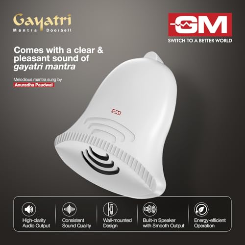 Image of GM 4026 Musical Door Bell for Home | Wired Electric Door Chime | Melody Sound | Sleek White Design | Wall Mount Installation | 240V AC | Durable & Energy Efficient