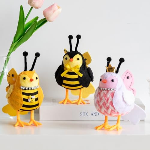 Elanket World Bee Honeybee Day Decorations Birds Packs Plush Ornaments Tiered Tray for Figurine Party Table Shelf Home Mantel Fireplace Decor