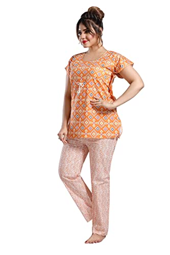 Image of Fabme Women's Cotton Printed Kaftan and Pyjama Set