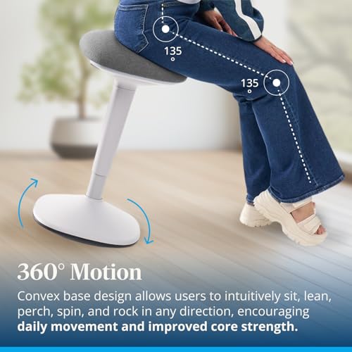 Image of UPLIFT DESK Engage Stool - Active Stool with 360 Motion, Adjustable Height Standing Desk Stool from 21.8''-31.4'', Ergonomic Anti-Slip Office Chair Alternative (Fog Gray)