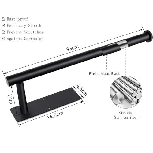 Miniatura 4 de Gewtur Portarrollos Cocina, Portarrollos Papel Cocina Pared Acero Inoxidable, Portarollos Papel De Cocina Adhesivo Para Cocina Y Baño, Negro