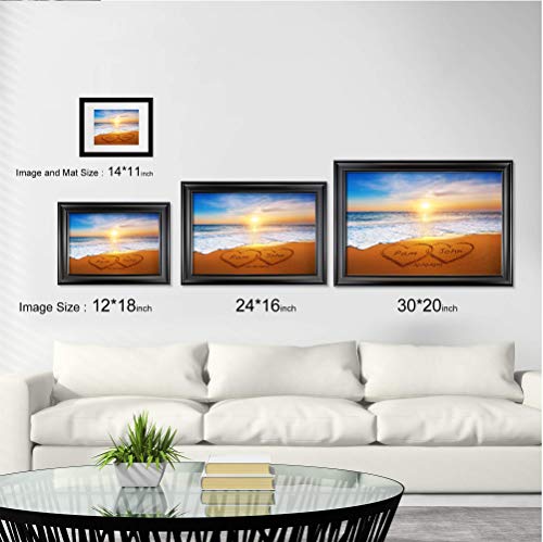 Heart And Heart At Beautiful Sunrise Unique Personalized Photo Or Canvas Prints With Couple's Names And Special Date On Beach,Perfect Present Love Gift For Anniversary,Wedding,Birthday And Holidays #TOP3