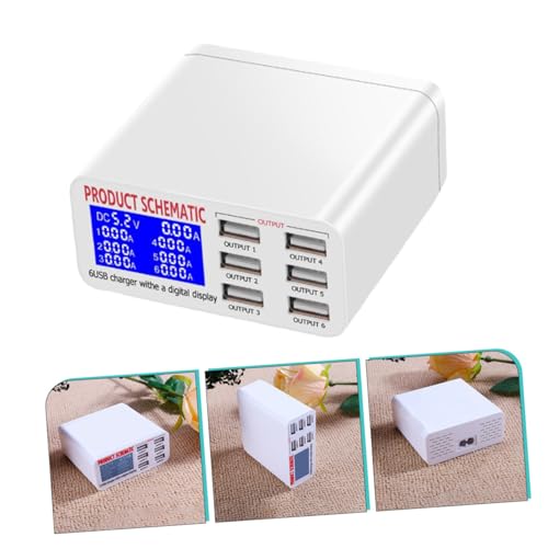 Estación de carga USB elegante de material ABS y PC con 6 puertos y panel digital 40w 3