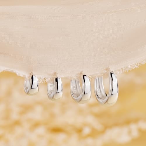 Image of Small Gold Huggie Hoop Earrings Set for Women Men Hypoallergenic 14K Plated Stack Cartilage Earrings, Sterling Silver Multiple Piercing Lightweight Mini Thin Cute Dainty Trendy Jewelry Gifts for Women