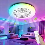 Aigostar Ventilador de Techo con Luz y Mando, Plafón LED 40W RGB+CCT Regulable, Motor Silencioso, 7 Aspas, Temporizador, 19.5" Blanco