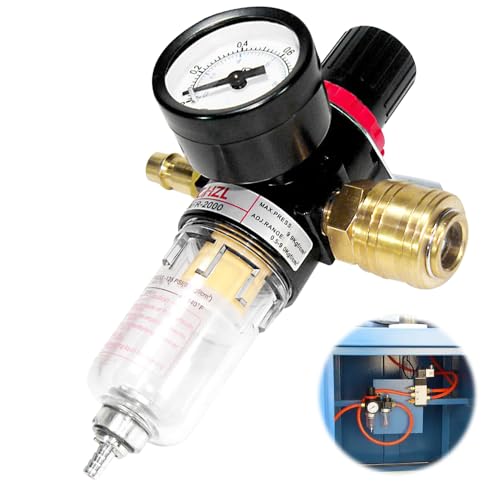 Mineup Druckminderer Druckluft 1/4 Zoll, Wasserabscheider Druckluft, Druckluft Regler Mit Wasserabscheider Schnellkupplungen, Druckminderer Kompressor Für Kompressor Filter Druckluftfilter