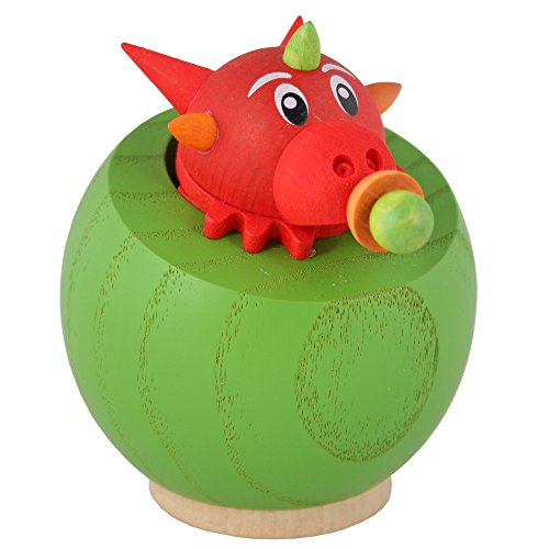 Seiffener Volkskunst German incense smoker dragon, height 8 cm / 3 inch, original Erzgebirge by SV 19067