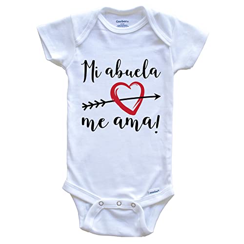 Really Awesome Shirts Mi Abuela Me Ama My Grandma Loves Me Spanish Language Grandchild Baby Bodysuit - One Piece Baby Bodysuit, 12 Months White