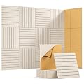 Waister 12 Pack Self-Adhesive Soundproof Wall Panels, 12×12×0.47 in High Density Acoustic Foam Panels, Peel and Stick Sound Absorbing Tiles for Studio Ceiling-Camel
