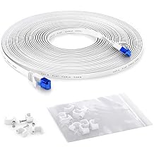 Flat Ethernet Cable with Break-Proof Design, Internet/LAN Cable 50ft Maximum Fiber Optic Speed, Highly Flexible & Suitable for Permanent Installation, RJ45, White by CableDirect