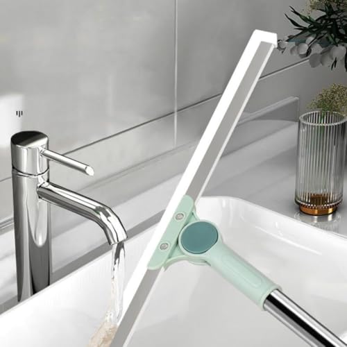 Image of Floor Squeegee Hair Scraper with 180 Rotating Head & Telescopic Handle | Magic Broom Floor Cleaner for Hair, Dust & Water Rubber Blade Floor Wiper for Bathroom, Kitchen Tile, Marble Pet Hair Cleaning