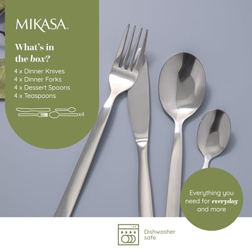 Mikasa Beaumont 16pc Stainless Steel Cutlery Set, Gift Boxed, Silver - Image 3