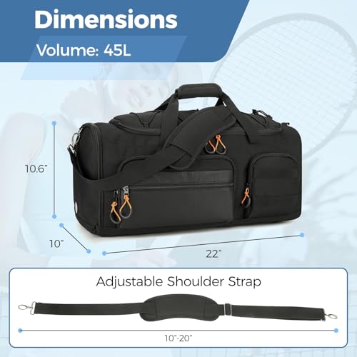 Searock 45L Gym Bag for Men, 3-In-1 Duffle Bag Backpack for Travel, Sports Duffel Bags for Gym Workout, Weekender Overnight Bag with Shoe Compartment, Wet Pocket, Black - Image 3