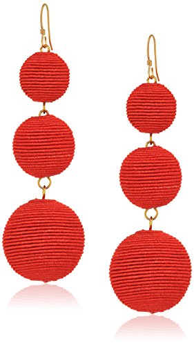 Kenneth Jay Lane Red Thread Wrapped Ball Drop Earrings