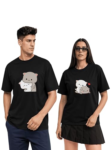 Image of Couple T-Shirts Cotton | Oversized Tshirt for Men Women Love (Set of 2 | Regular Fit | OSHS CT8)