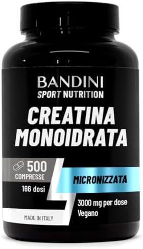 Bandini® Creatina Monoidrata 500 Compresse da 3000mg per dose - Integratore per Allenamento, Palestra e Pre Workout - 100% Vegan e Micronizzata- A base di Creatine Monoidrato pura al 100%