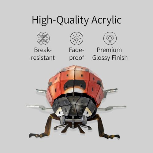 HELLOTOY 3D Acrylic Insects Puzzles DIY Bug Model Kit for Teenagers Educational Display Nature Decoration Figurine Sculpture (Ladybug) — view 2