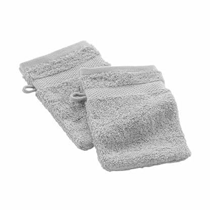 Douceur d'Intérieur Elegance Waschlappen, 2 Stück (15 x 21 cm), Perle, 100% Baumwolle, einfarbig