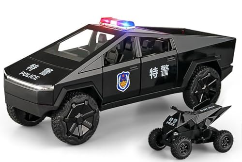 Image of Model Car Zinc Alloy Pull Back Toy Diecast Toy Cars with Openable Doors, Sound and Light for Kids Boy Girl Gift (1:24 Police Tesla - Black Color)