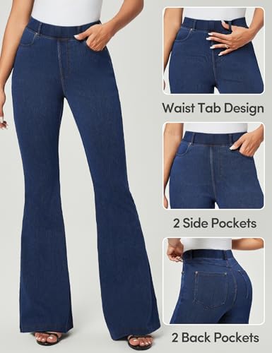 IUGA Bell Bottom Jeans for Women High Waisted Stretchy Pull On Flare Jeans Wide Leg Leggings Tummy Control Flare Pants4