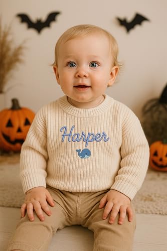 Love Signal Personalized Baby Toddler Sweater, Custom Knit Sweater for Newborn Boy Girl, Gift Baby Shower, Birthday Christmas3