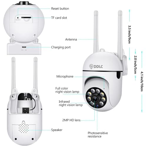 Image of DDLC 4MP WiFi Mini PTZ Security Camera for Home | Indoor Outdoor | Full HD | Color Night Vision | Motion Detection| Two-Way Audio | Mobile App Wireless CCTV | Weather Resistance | (Mini Ptz)