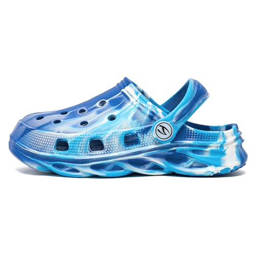 HOBIBEAR Boys Classic Graphic Toddler Garden Clogs Slip on Water Shoes (Blue and White-Size 2 Infant) - Thumbnail 3
