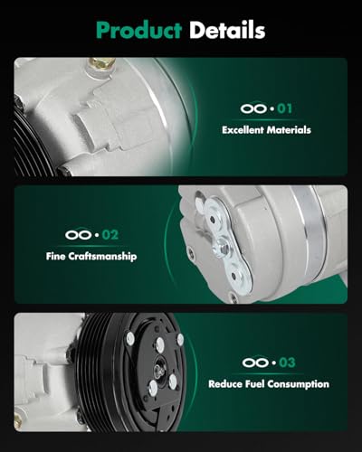 Image of SCITOO AC Compressor for Pontiac for Grand Prix 3.8L 1997-2003 | Fast Cooling, Ultra Low Noise (≤72 dB) Air Conditioner Compressor for Summer, with Clutch, 1520143 1521207 1521662A 1020452