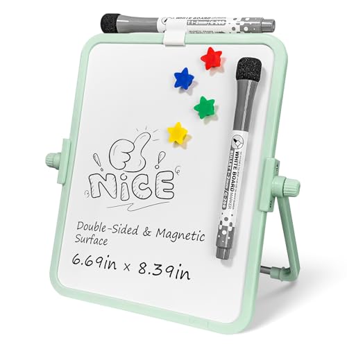 FUNISKETCH Magnetic Dry Erase Whiteboard, 6.7x8.4 Inch Double-Sided Desktop Easel