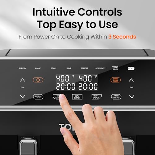 8-QT-Large-Air-Fryer-Dual-Basket-Airfryer-with-Easy-View-Windows-Preheat-Air-Fry-Roast-Broil-Bake-Dehydrate-2-Independent-4-QT-Nonstick-Dishwasher-Safe-Baskets-Black