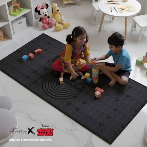 Image of Athom Living Mickey Mouse Runner Carpet 2x4.5 Ft, Soft Printed Mat with Anti-Skid Backing, Durable Washable Runner for Kids Bedroom, Play Area & Playroom Decor
