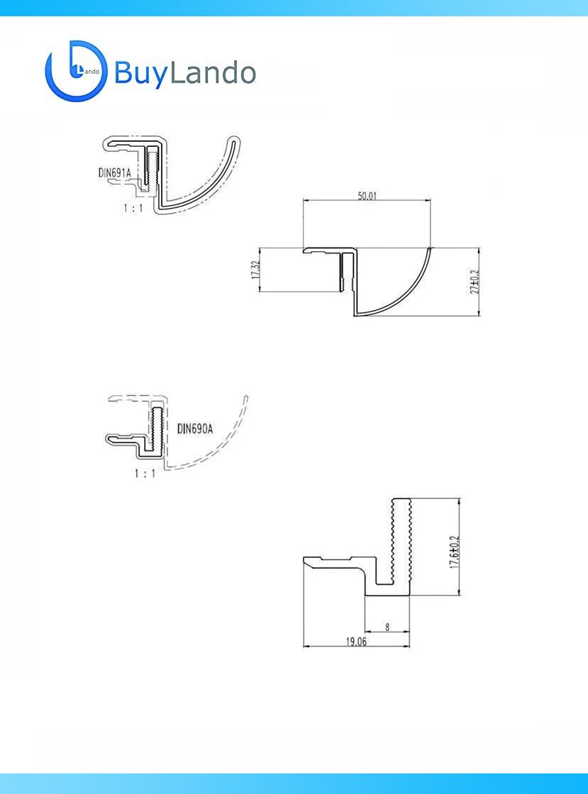 Regenrinne für Glasvordach aus Aluminium (Silber, 200)
