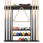 XCSOURCE Pool Cue Rack Only, Pool Stick Holder Wall Mount, 6 Pool Billiard Stick + Ball Set Wall Cue Rack, Made of 100% Bamboo Wood, Compact Billiard Table Accessories for Man Cave